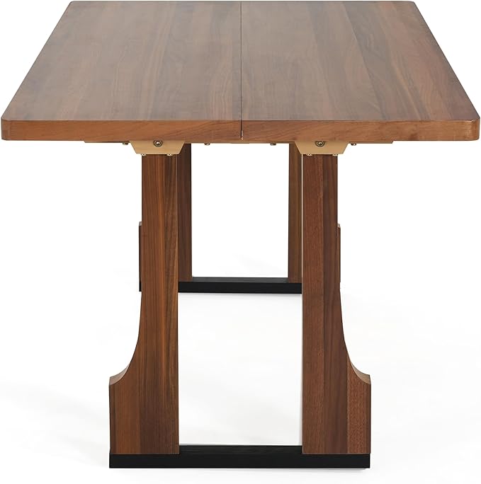 63" Scratch-Resistant Island Tables, Rustic Dining Table with Pedestal Base, Mid Century Dining Table for Kitchens & Apartments, Walnut