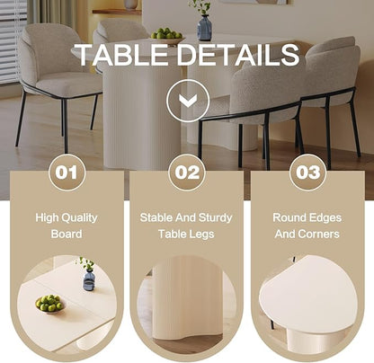 Guyii 55.11" Cream White Dining Table Set with 4 Chairs, Modern Kitchen Table, Indoor Use for Kitchen, Dining Room, Living Room, Small Spaces