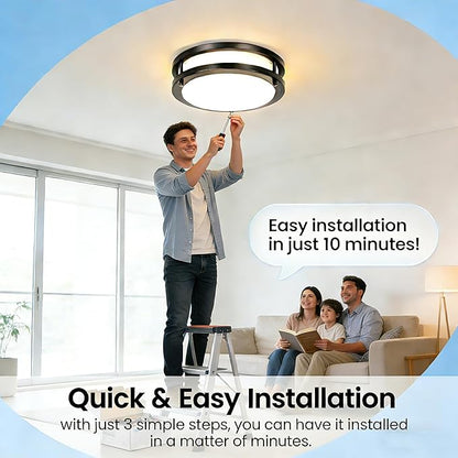 Drosbey 36W Dimmable Ceiling Light Fixture, Flush Mount Light Fixture, LED Ceiling Lights for Bathroom, Bedroom, Kitchen, Super Bright 4000 Lumens, 400W Equivalent, 5000K Daylight, UL Listed