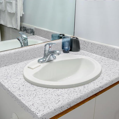 Decoroom Granite Contact Paper for Countertops 17.7 in X 394 in Waterproof Self Adhesive White Marble Wallpaper Peel and Stick Countertops for Cabinets Kitchen Bathroom Vinyl Film