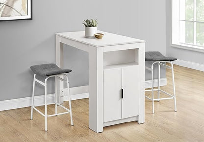 Monarch Specialties I 1202 Dining Table, 48" Rectangular, Counter Height, Kitchen, Small, Storage, White Laminate