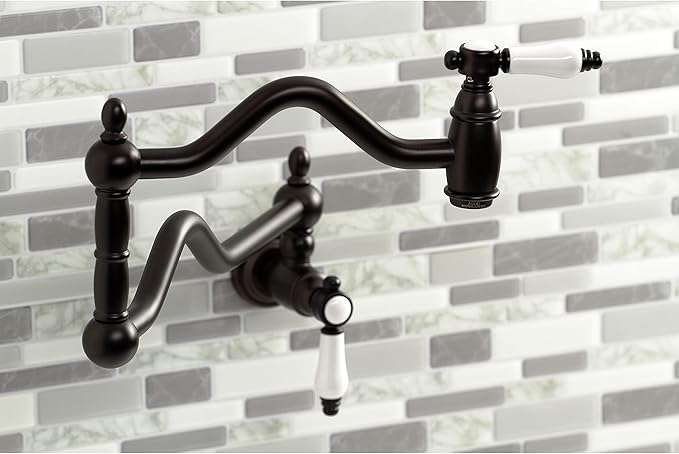 Kingston Brass KS2105BPL Bel-Air Wall Mount Pot Filler, Maximum 22-Inch Spout Reach, Oil Rubbed Bronze