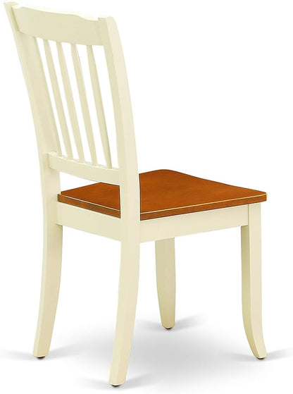 East West Furniture DAC-BMK-W Danbury Dining Chairs - Slat Back Wooden Seat Chairs, Set of 2, Buttermilk & Cherry