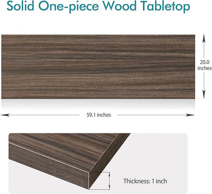 Kaboon 60x20 inches Tabletop, Solid One-Piece Desktop for Sit Stand Desk, Double Desks, L Desk DIY,Wood Countertop Home or Commercial Use,1 inch Thick, Eucalyptus, 20" D x 59.1" W