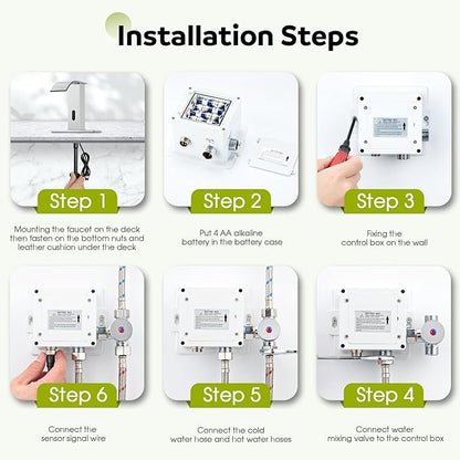 Automatic Motion Sensor Faucet with Waterfall Spout,Stainless Steel Sink Faucet with Hole Cover Plate (Regular, Chrome)