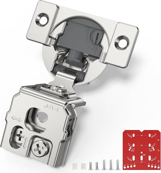 Chibery 30 Pack 1-1/4” Overlay 4D Soft Close Cabinet Hinges, Concealed Face Frame, Adjustable Closing Speed, 105° Opening Smooth Slow, Hidden Self Closing for Kitchen Corner, Cupboard (with Template)