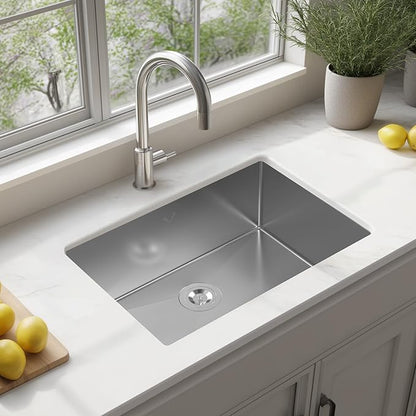 Kitchen Sink 26x18 Inch Undermount Kitchen Sink 16 Gauge Stainless Steel Sinks Single Bowl with Accessories Round Corners Handmade
