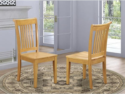 East West Furniture POC-OAK-W Portland Kitchen Dining Chairs - Slat Back Wooden Seat Chairs, Set of 2, Oak
