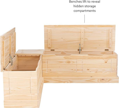 Linon Harris Unfinished Wood Backless Nook with Interior Storage