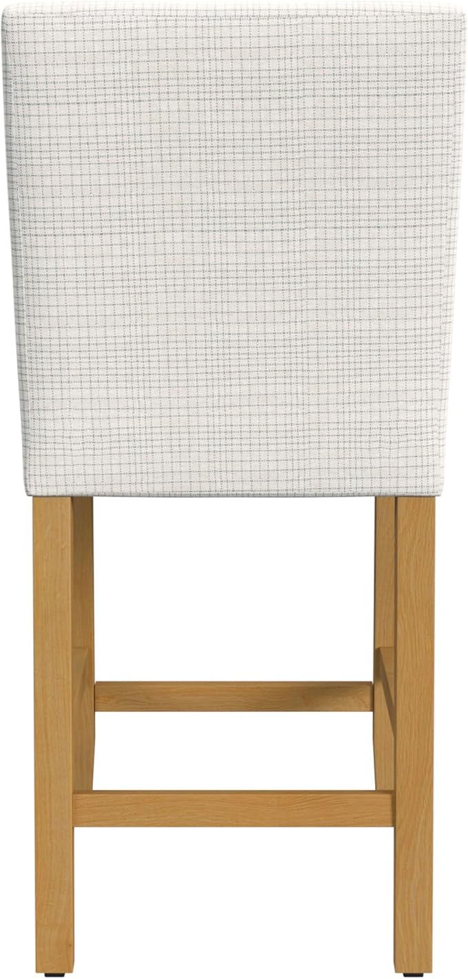 HomePop Home Decor | Classic Counter Height Bar Stools | 24 Inch Bar Stools | Decorative Home Furniture, Cream Grid Pattern