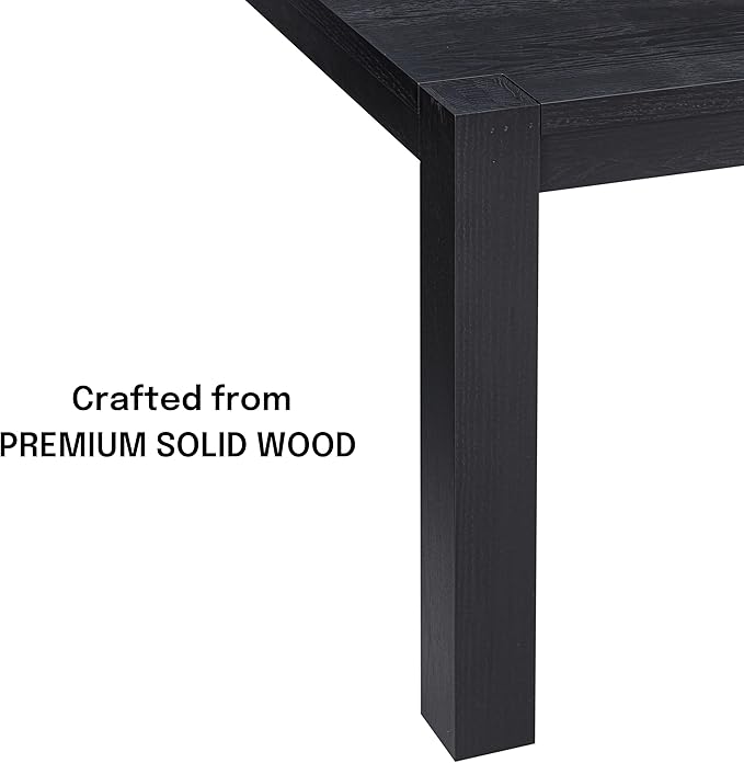 NTC Block 55 Inch Modern Farmhouse Dining Table, Rectangular Dinner Table for Dining Room, Living Room Furniture, Effortless Assembly, Burnt Black