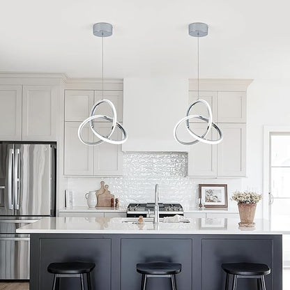 MAYNA Spiral LED Pendant Light, 4000K Natural White Modern Pendant Lights Kitchen Island, 18W Adjustable Height Island Lights for Kitchen Bedroom Dinning Room Living Room, 1 Pack (Chrome)