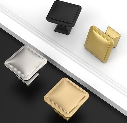 Amerdeco 10 Pack Champagne Bronze Square Kitchen Cabinet Knobs Cabinet Hardware Single Hole Cabinet Pulls Drawer Knobs and Pulls for Bathroom Cabinets ZH0019