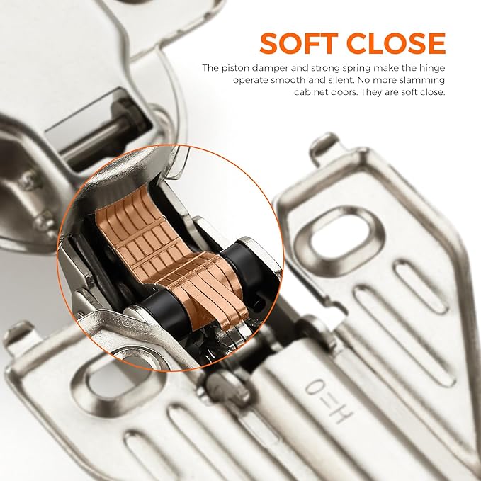 JOY DECOR Full Overlay 20 Packs (10 Pairs) Concealed Kitchen Cabinet Hinges 105 Degree Soft Close Adjustable Cabinet Door Hinges for Face Frame Cabinet