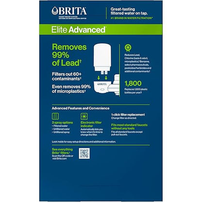 Brita Faucet Mount Water Filter System, White, No-Wait Filtration, Easy Install, Multi-Use Tap Water Filter for Kitchens, Bathrooms & Small Spaces