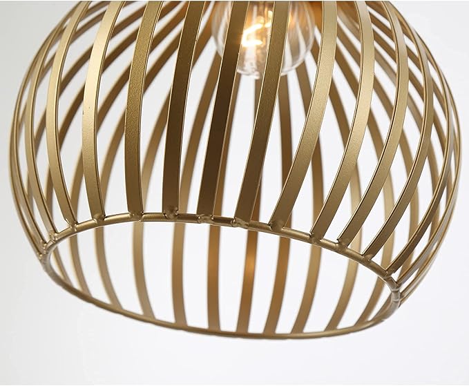 Plug in Pendant Hanging Light,Industrial Gold Metal Vintage Hanging Lamp Fixture with 14.3 FT Cord and ON/Off Switch for Kitchen Lighting,Bedroom,Living Room