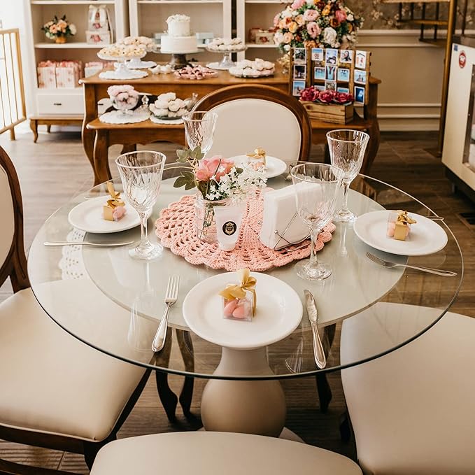 Fab Glass and Mirror 48 Inch Round Tempered Glass Table Top- (Flat Polished Edge) Table Top -1/2” Thick Round Glass Table, Dining, Coffee, and Office Tables