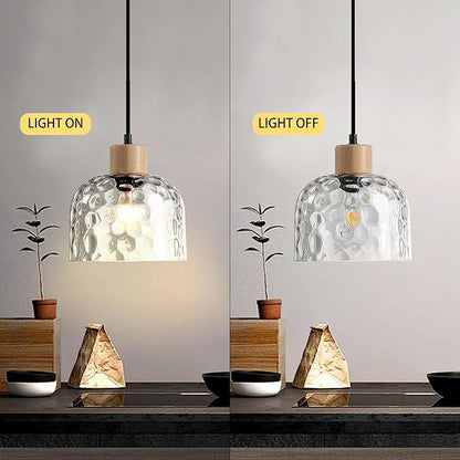 Modern Glass Pendant Light, 7.87“ Farmhouse Small Dome Hanging Lamp Shade, Mid Century Mini Ceiling Chandelier Lighting Fixture for Kitchen Island Laundry Room Bathroom Hallway Foyer