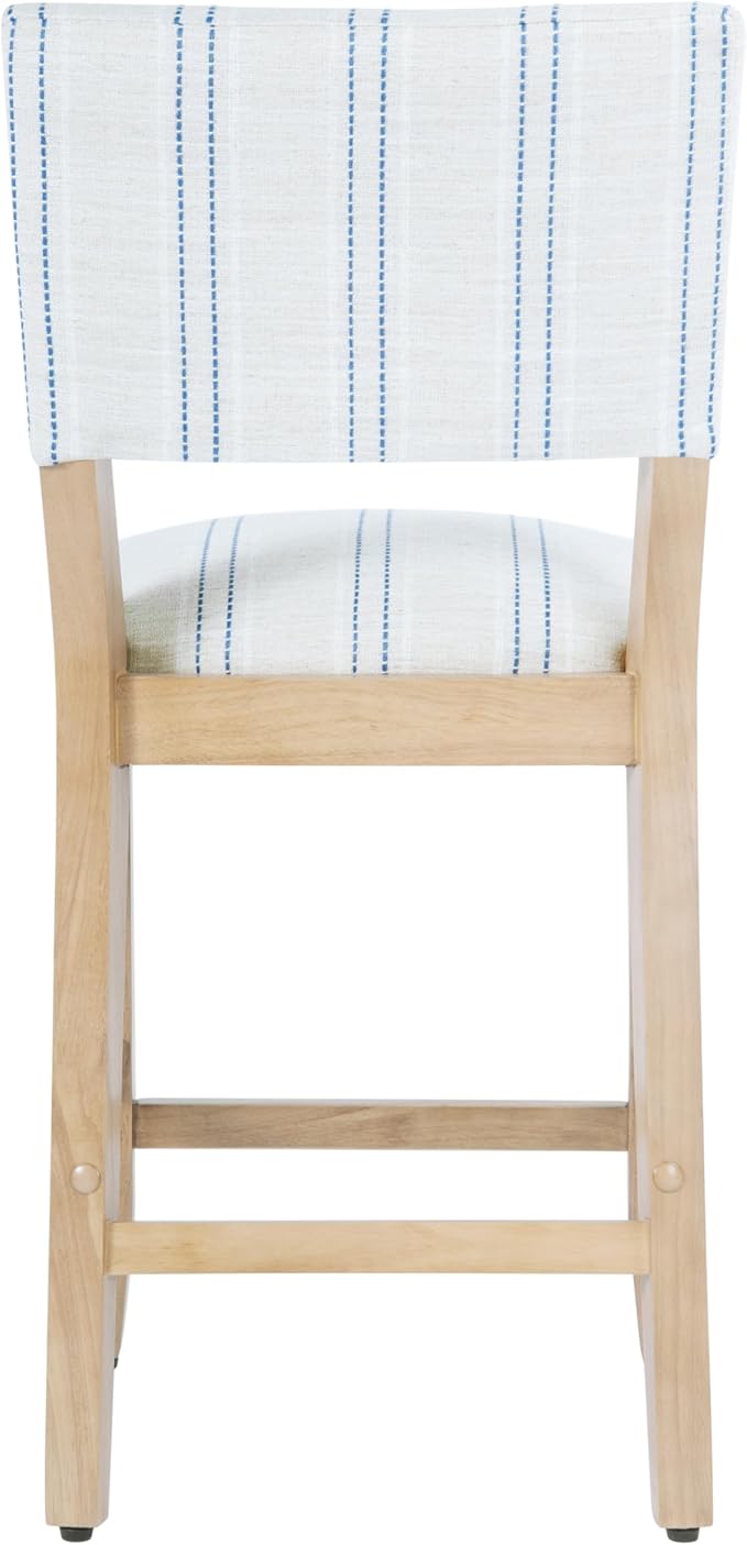 HomePop 24" Open Back Counter Stool|HomePop Home Décor|Fabric Chairs for Dining Room, Kitchen and Living Room - Blue and White Stripe(Single Pack)