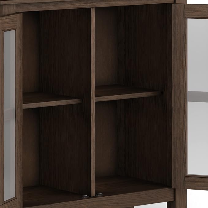 SIMPLIHOME Artisan SOLID WOOD 30 Inch Wide Contemporary Low Storage Cabinet in Farmhouse Brown, For the Living Room, Entryway and Family Room