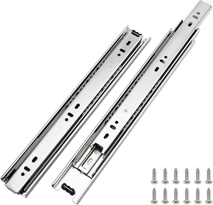 LONTAN Full Extension Ball Bearing Drawer Slides 8 10 12 14 16 18 20 22 24 Inch Heavy Duty Side Mount File Cabinet Rails Dresser Runner Kitchen Cabinet Drawer Glides 100 LB Capacity (14 inch,1 Pair)