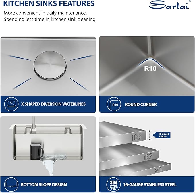 Sarlai Outdoor Sink, 21x19 Inch Undermount Kitchen Sink Workstation with Foldable Faucet Bar Prep Single Bowl 16 Gauge Stainless Steel Sinks with Cover,BBQ Sinks Outside with Cover