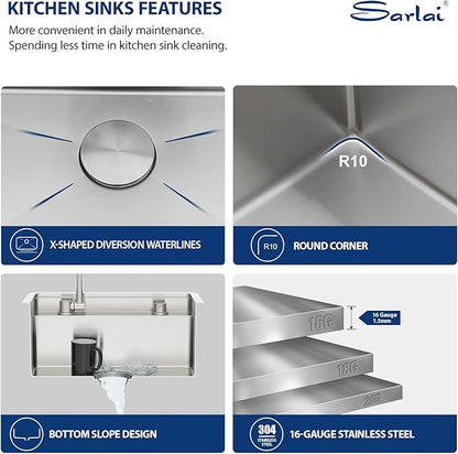 Sarlai Outdoor Sink, 21x19 Inch Undermount Kitchen Sink Workstation with Foldable Faucet Bar Prep Single Bowl 16 Gauge Stainless Steel Sinks with Cover,BBQ Sinks Outside with Cover