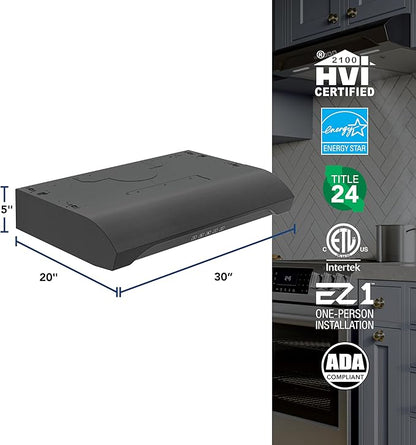 Broan-NuTone Alta 30-Inch 350 MAX Blower CFM 1.5 Sones Black Stainless Range Hood
