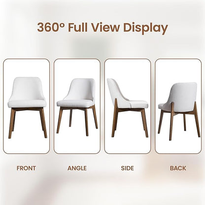 Casaphoria Dining Chairs Set of 2, Mid Century Modern Upholstered Kitchen Chairs with Solid Wood Legs, Ergonomic Accent Side Chair for Living Room, Desk, Bedroom and Vanity, Beige and Oak