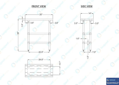 Stainless Steel Work Table with 2 Shelves | Kitchen Island Food Prep | Laundry Garage Utility Bench | NSF Certified (30" Long x 14" Deep)