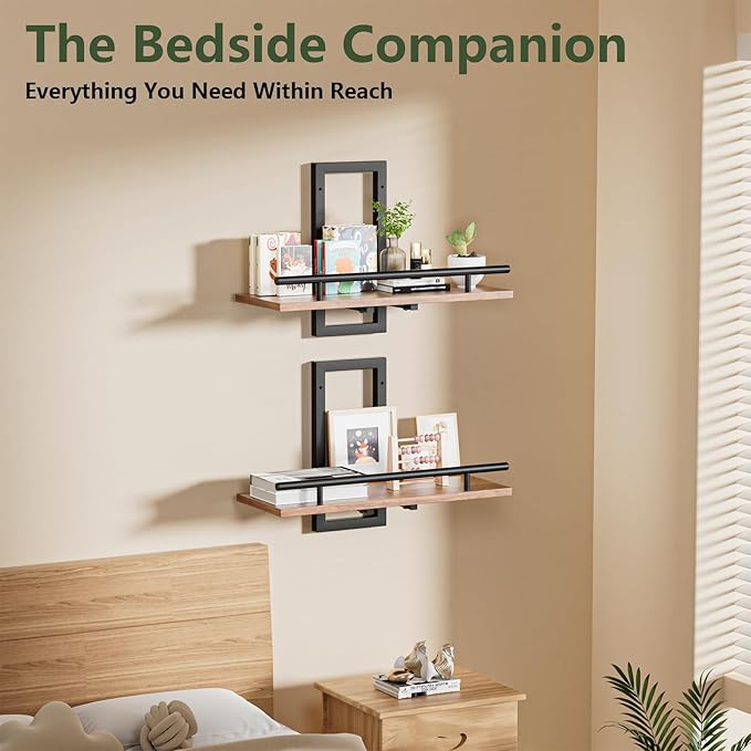 Sbosbo Floating Shelves for Wall to Hold Plants and Small Decor, 15.8 Inch Wall Mounted Shelves Set of 3, Easy to Mount Book Shelf for Bedroom, Living Room, Bathroom, Kitchen, Rustic Brown