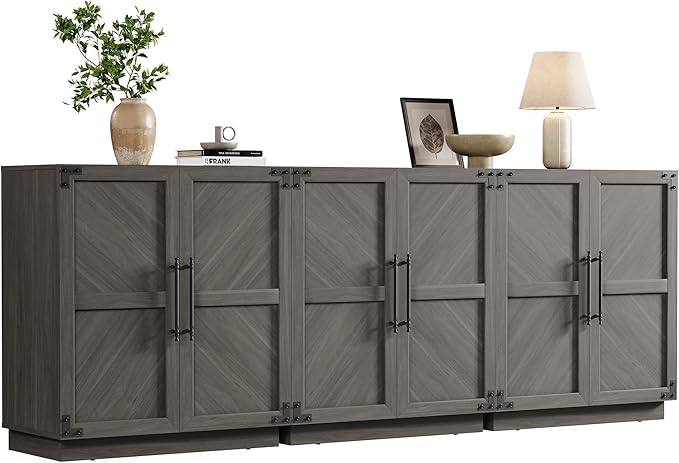 SICOTAS 92" Sideboard Buffet Cabinet with Storage – Extra Wide Farmhouse Credenza with Doors & Adjustable Shelves for Living Room, Entryway