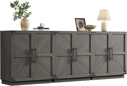 SICOTAS 92" Sideboard Buffet Cabinet with Storage – Extra Wide Farmhouse Credenza with Doors & Adjustable Shelves for Living Room, Entryway