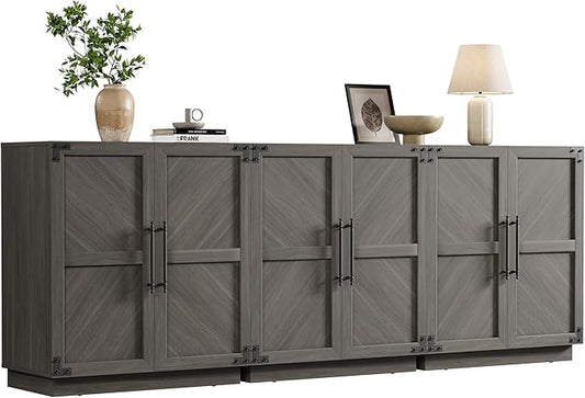 SICOTAS 92" Sideboard Buffet Cabinet with Storage – Extra Wide Farmhouse Credenza with Doors & Adjustable Shelves for Living Room, Entryway