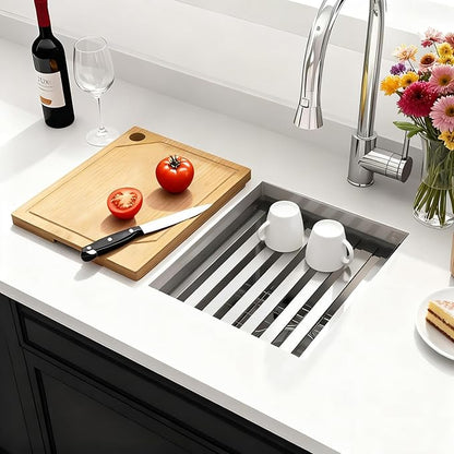 Undermount Bar Sink, 16 Gauges 304S Stainless Steel Workstation Sinks with Accessories, 13" x 15" x 10" Small Kitchen Sink for RV,Outdoor,Kitchen,Bathroom and Wetbar