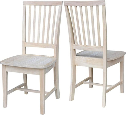 International Concepts Mission Side Chairs, Solid Parawood, Unfinished (Set of 2)