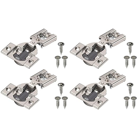 Blum Compact BLUMOTION Hinge (2 Kits), 1/2" Overlay, 105° Opening Angle, Steel, Integrated Soft-Close Hinges for Face Frame Cabinets