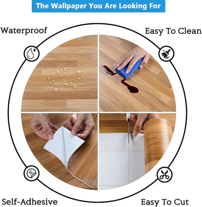 CRE8TIVE Wide 24"x354" Brown Butcher Block Contact Paper for Countertops Waterproof Self Adhesive Wood Peel and Stick Wallpaper Shiplap Wood Panel Look Removable Wallpaper for Bedroom Bathroom Walls