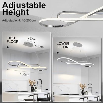 Modern Pendant Light Kitchen Island Lighting Dimmable Modern Led Chandelier for Dining Room Light Fixture Over Table with Remote,Minimalist Led Ceiling Handing Pendant Lamps