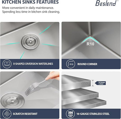 Outdoor Sink 21x18x9 Inch Undermount Bar Sink With Faucet and Cover 16 Gauge Stainless Steel Single Bowl Sinks with Folding Faucet Indoor Outdoor