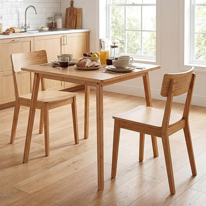 Giantex 27.5-Inches Bamboo Dining Table for 2-4, Square Dinner Tables with Non-Slip Foot Pads, Farmhouse Small Kitchen Table for Dining Room, Living Room, Dinette, Apartment (Square)