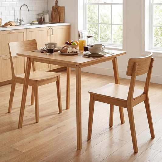 Giantex 27.5-Inches Bamboo Dining Table for 2-4, Square Dinner Tables with Non-Slip Foot Pads, Farmhouse Small Kitchen Table for Dining Room, Living Room, Dinette, Apartment (Square)