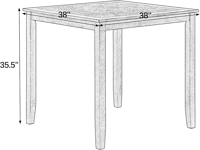 SOFTSEA Dining Table Set for 4, 5 Piece Dining Table Set with Chairs, Mid Century Modern Counter Height Counter Height Kitchen Table Set with 4 Chars, Save Space, Brown