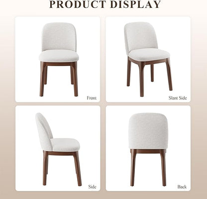 MALOL Wooden Dining Chairs Set of 2, Upholstered Kitchen & Dining Room Chairs with Thickened Wooden Legs, Farmhouse Side Chairs, Beige