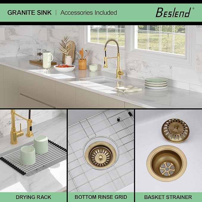 18 White Granite Composite Bar Sink - 18x16 Undermount Granite Quartz Kitchen Sink Pure White 9 Inch Depth Small Signle Bowl RV Sinks Under Counter