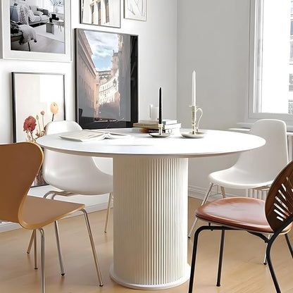 MIXL-Modern White Circular Kitchen Tables,47 Inches Round Dining Room Table, White Circle Dinner Tables for 6-8 People, Farmhouse Dining Table for Corner, Kitchen, Coffee, Cafe and Restaurant