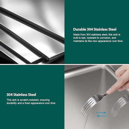 23 Inch Outdoor Kitchen Sink with Faucet - 23x20 Drop In Workstation 16 Gauge Stainless Steel Single Bowl Topmount Outdoor Wet Bar Sink with Stainless Steel Dust-Proof Cover #TLT-0064