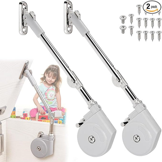 2 Pack | Soft Close Hinges for Toy Boxes, Wooden Chests, Cedar Storage, Trunks & Benches | Tension Adjustable Slow Down Chest Hinges | Also for Lift up Flip Doors.