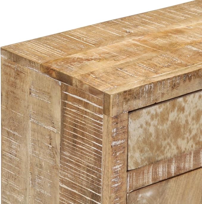 Solid Mango Wood Sideboard Cabinet 23.6" Buffet Storage Cabinet with Drawer and Doors for Living Room Entryway Kitchen
