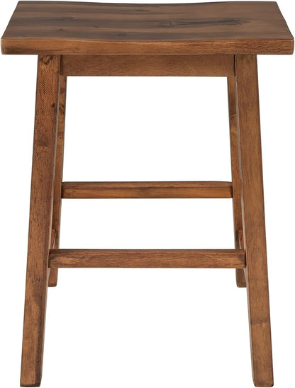 Rustic Solid Wood 45 Inch Kitchen Island Set with 2 Counter Stools Rubberwood Butcher Block Prep Table with Open Storage Shelves for Small Spaces Walnut and Cream White